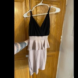 Black And Beige Dress With Straps, Size Small